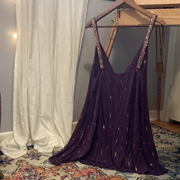 Free People XS gold sequined purple slip - Picture 3 of 9